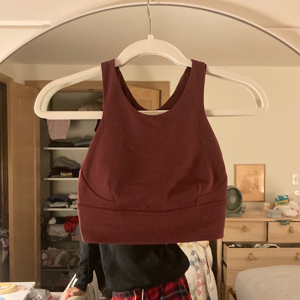 Lululemon Wunder Train Longline Bra, Burgundy Sports Bra, Size 4